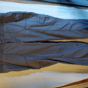 Lane Bryant Gray Cargo Pants with Wrinkled Texture
